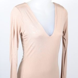 Tan Long-sleeve Dress